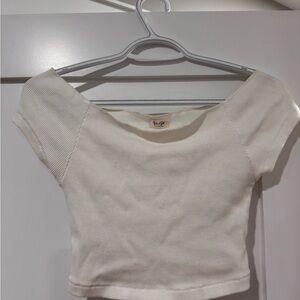Brandy Melville Cream Off-Shoulder Crop Top